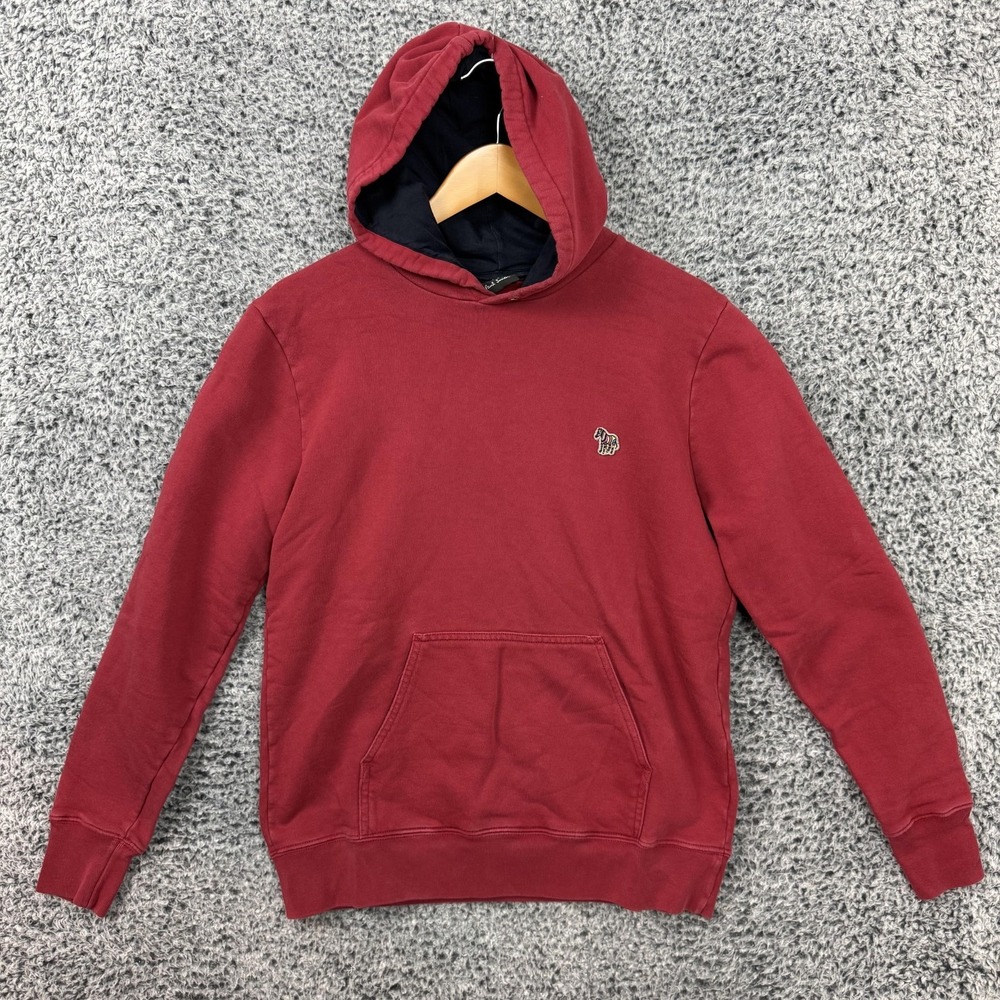 Paul Smith Hoodie Mens Medium Red Pullover Jersey Sweatshirt Zebra Embroidered